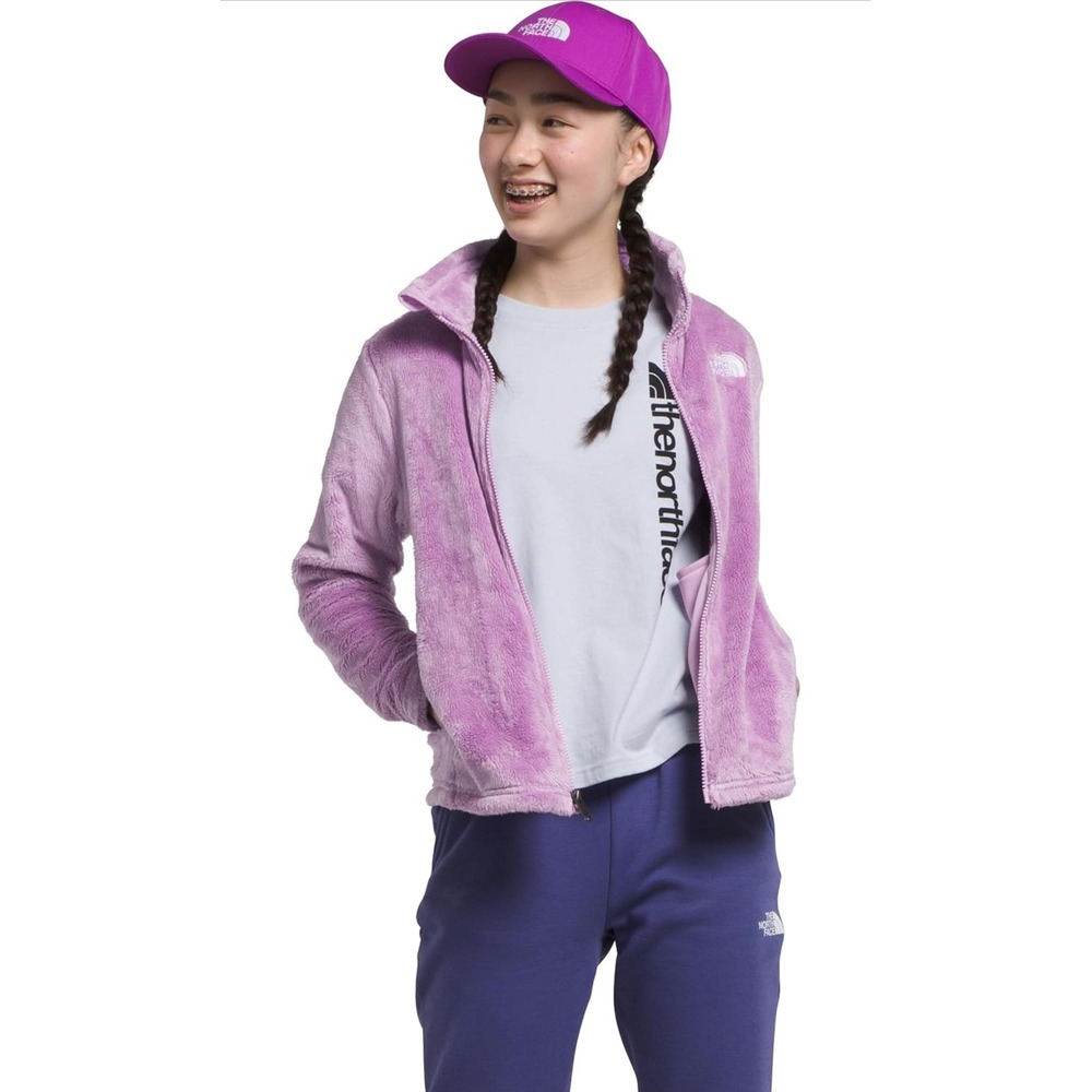 The North Face Girls' L Osolita Fleece Full-Zip Jacket Lupine Purple Soft Plush